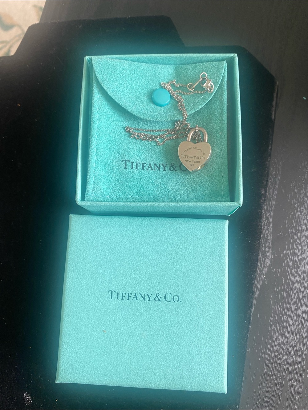 Authentic Sterling Silver Tiffany & Co Padlock Heart Necklace 16”